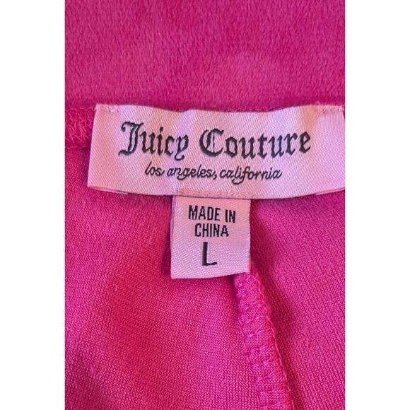 Juicy Couture Soft Velour Hot Pink Track Suit Jacket Pants Set Size Large - Picture 4 of 12